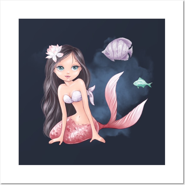 Mermaid fish watercolor Wall Art by Mako Design 